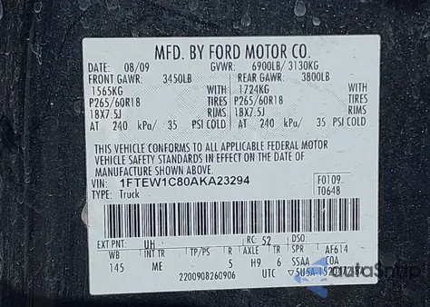 2010 Ford F-150 Fx2 Sport/Xl/Xlt from USA, damaged, VIN 1FTEW1C80AKA23294